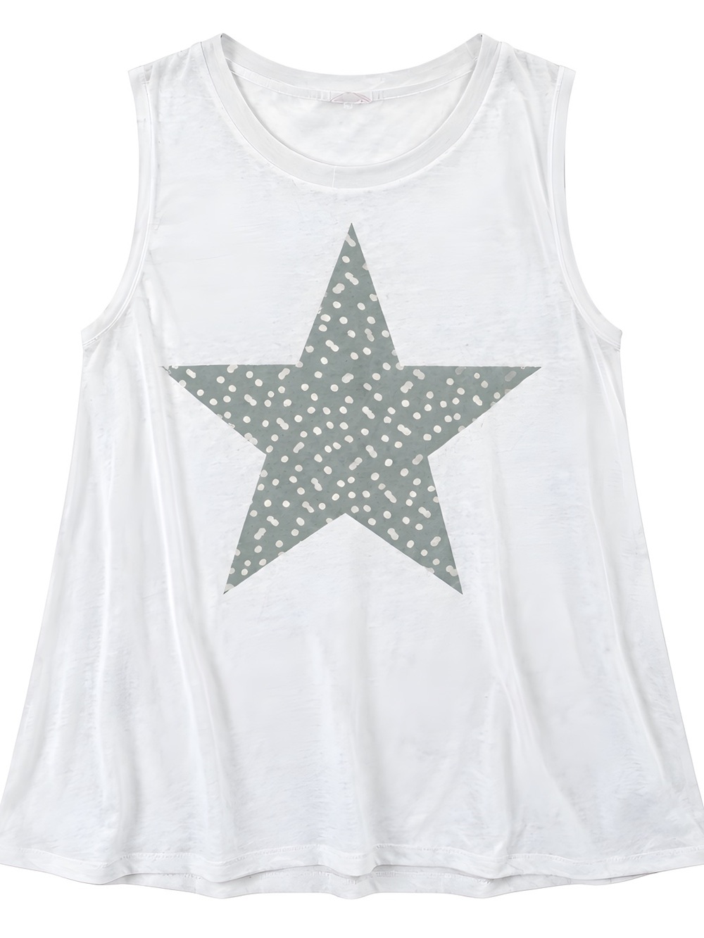 Betsey Johnson White Tank with Teal Green Polka-Dot Star Graphic